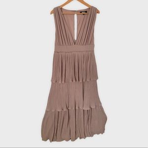 Lulu’s Gently Adrift Taupe Maxi Dress Size XL